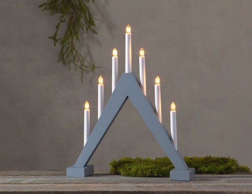 Декоративный светильник-горка TRILL на 7 свечей, деревянный, серый, 47х40 см, STAR trading