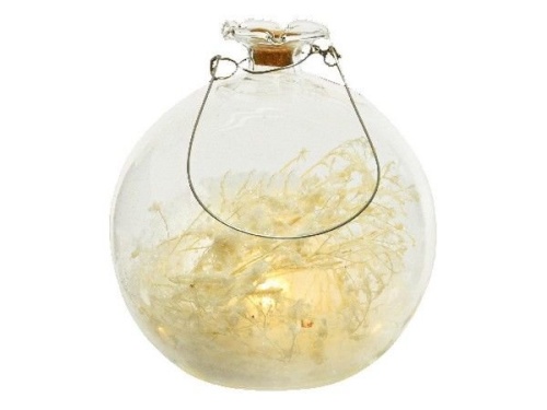 Светящееся украшение - шар СОЦВЕТИЕ В СНЕГУ, стекло, тёплый белый LED-огонь, 10.5 см, батарейки, Kaemingk (Lumineo) фото 2