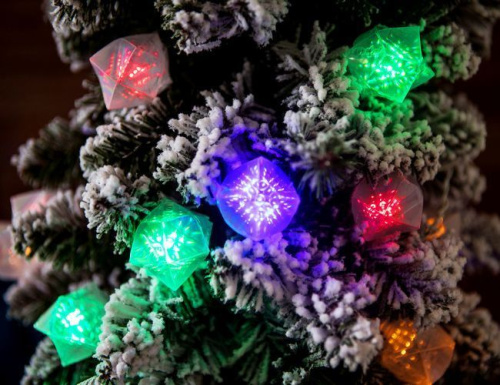 Электрогирлянда "Сияющая льдинка", 20 разноцветных LED-ламп, 2,3+1,5 м, белый провод, SNOWMEN фото 2