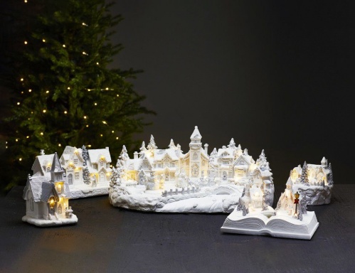 Светящаяся миниатюра "Книжный городок" с тёплыми белыми LED-огнями, полистоун, таймер, батарейки, 14х22 см, STAR trading фото 2