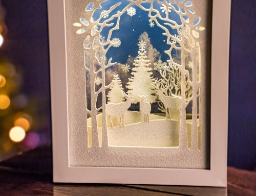 Светящаяся декорация "Зимняя симфония - олени", 7 тёплых белых LED-огней, движение, 7x26x25 см, таймер, батарейки, Kaemingk фото 4