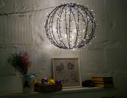 Светодиодное украшение ШАР - DANCING LIGHTS, 210 тёплых белых/разноцветных LED-огней, 48 см, таймер, ПДУ, уличный, Kaemingk фото 6