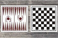 Доска картонная двухсторонняя: шахматы, шашки, нарды