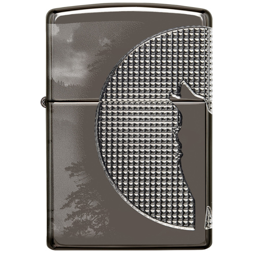 Зажигалка Zippo Armor Wolf  с покрытием High Polish Black Ice, чёрная, 38x13x57 мм фото 2