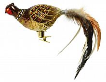 Ёлочное и интерьерное украшение "Королевский фазан" на клипсе, стекло, 21 см, Kaemingk