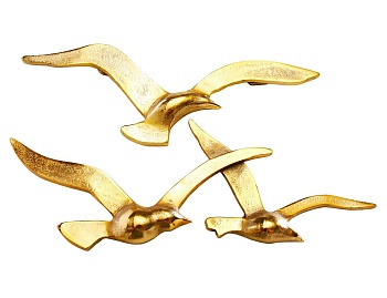 Интерьерное украшение на стену "Золотые чайки", металлическое, 35х12 см, Boltze