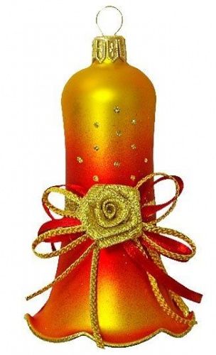 Новогоднее украшение колокольчик "Декоративный" красно-золотой, Елочка