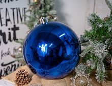 Пластиковый шар, глянцевый, синий, 400 мм, Winter Deco