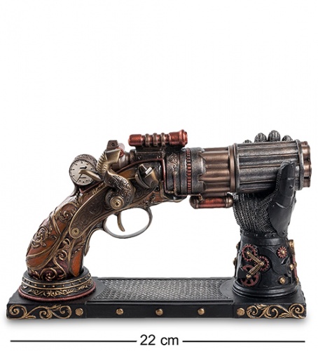 WS-284 Статуэтка в стиле Стимпанк "Револьвер" на подставке фото 2