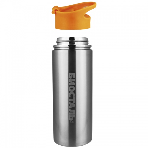 Термос Biostal Спорт (0,5 литра), стальной/оранжевый фото 2