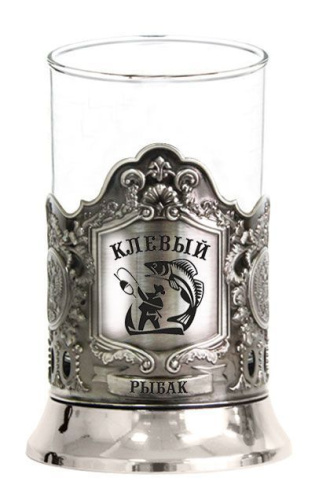 Подстаканник "Клевый рыбак" из нержавеющей стали и стекла, серого цвета, с декоративными элементами 65 см фото 2