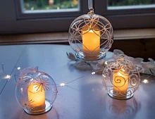 Светящееся ёлочное украшение "Свеча в шаре", тёплый белый LED-огонь, 10х10 см, батарейки, Edelman
