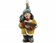 Ёлочная игрушка "Рыбак", коллекция 'Формовые игрушки', стекло, 13 см, Ариель