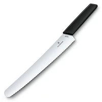 Нож Victorinox для хлеба, лезвие 26 см волнистое, чёрный, в картонном блистере