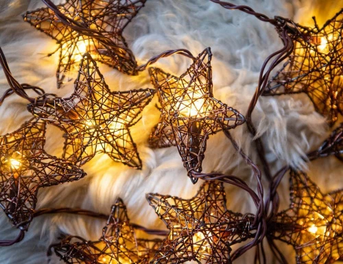 Электрогирлянда "Ажурные звёздочки", тёплые белые LED-огни, Kaemingk