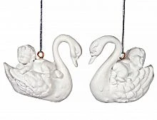 Ёлочное украшение "Ангел и лебедь", белоснежное, 5х4х5 см, разные модели, BILLIET