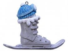 Ёлочная игрушка "Спортивный элемент" (лыжный ботинок), полистоун, бело-голубая гамма, 8.5 см, Kaemingk